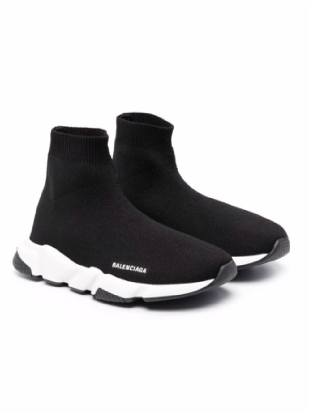 Balenciaga Black Knit Sock Sneakers with White Sole kids size 13-1